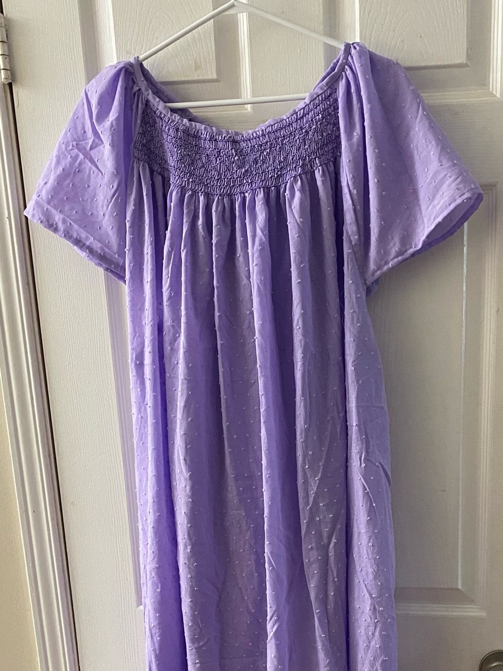 Smocked Swiss Dot Cotton Gown